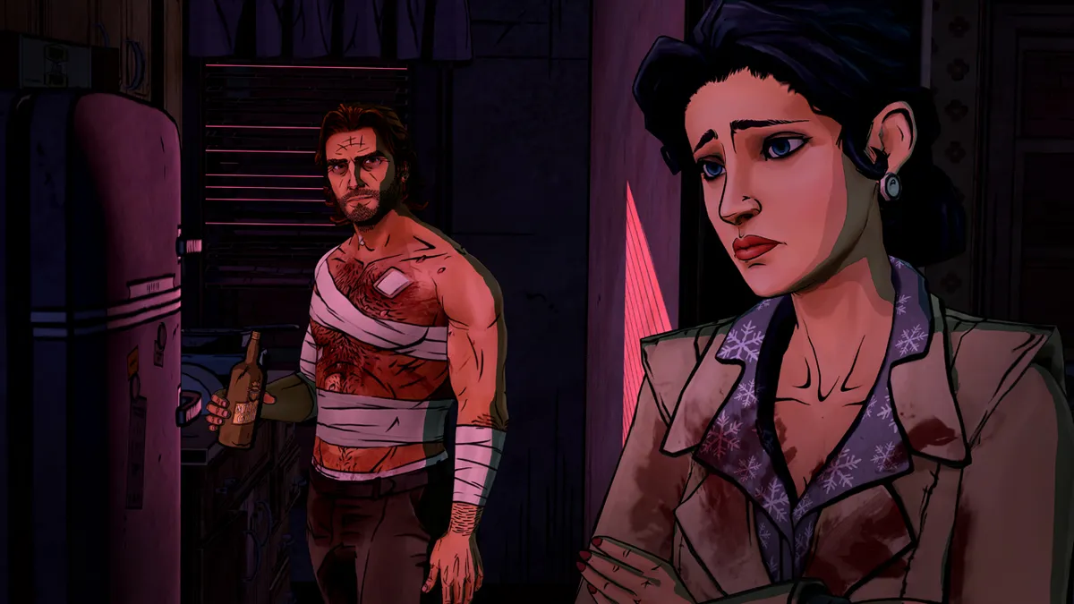 Bigby and Snow shown in a split composition from the original The Wolf Among Us